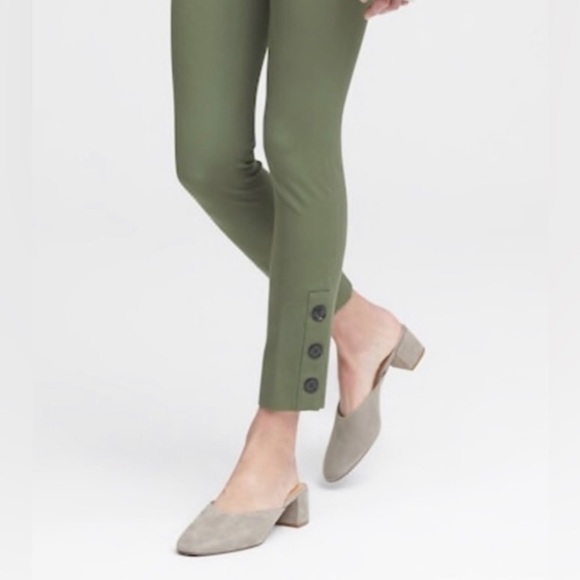 BANANA REPUBLIC Sloan olive color mid rise bi-stretch button ankles NEW size 4 - Picture 3 of 15